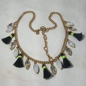 J CREW Paste OPAL Rhinestone Tassle Necklace
